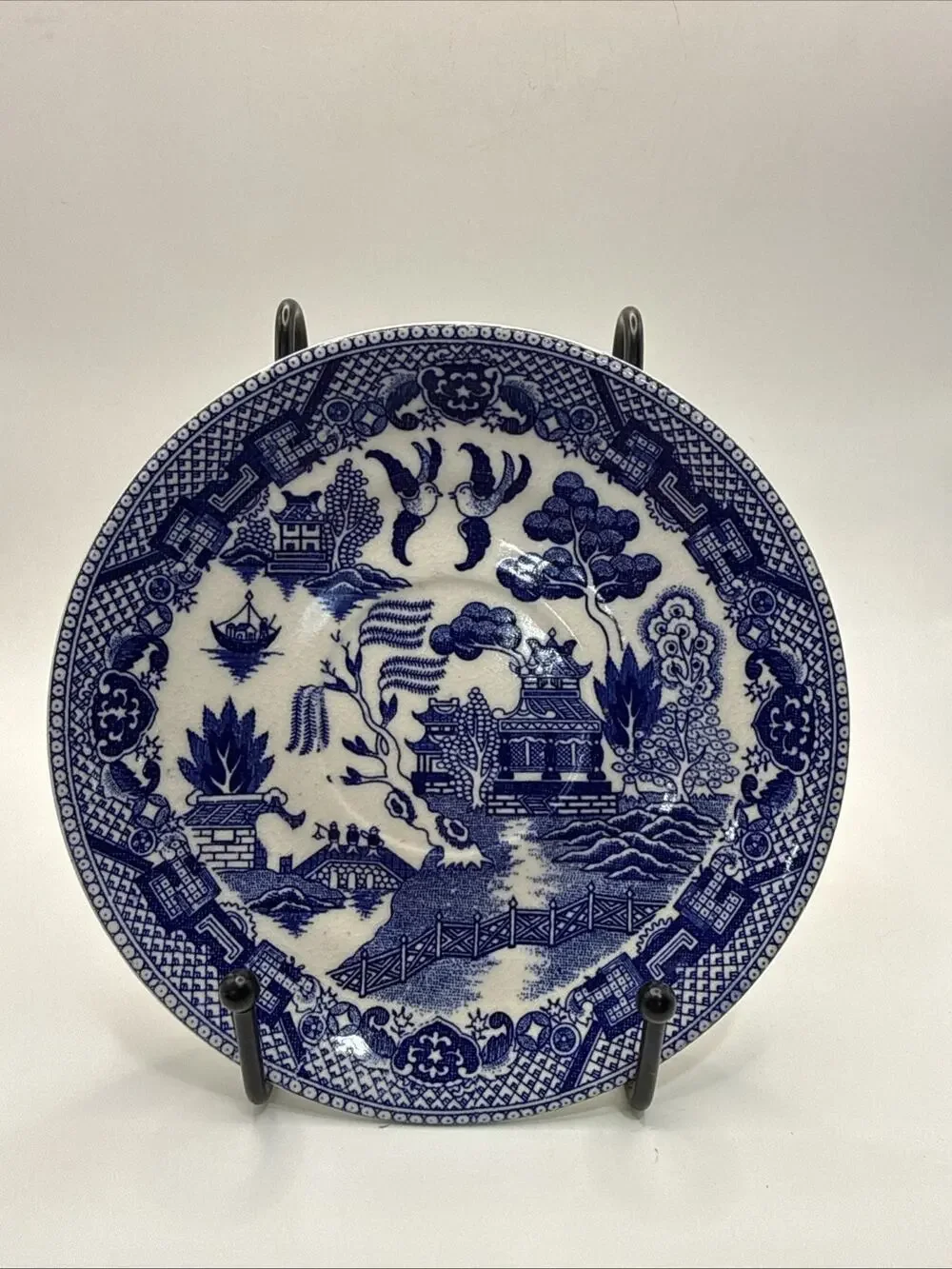 Vintage Blue Willow Japan 5 7/8” Tea Cup Saucer Transferware Made In Japan *